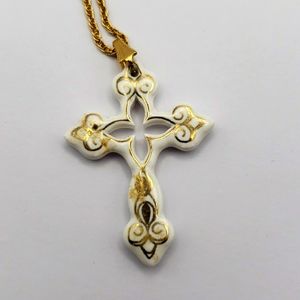 Vintage Avon Ceramic Cross Necklace